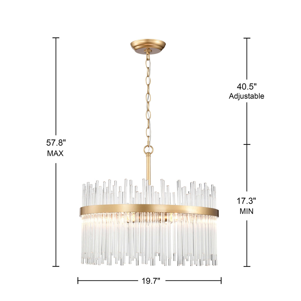 Lustre Casandra 5 lumières en bronze brillant avec barres en verre transparent - Bronze brillant