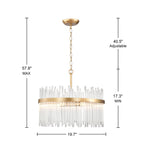 Lustre Casandra 5 lumières en bronze brillant avec barres en verre transparent - Bronze brillant