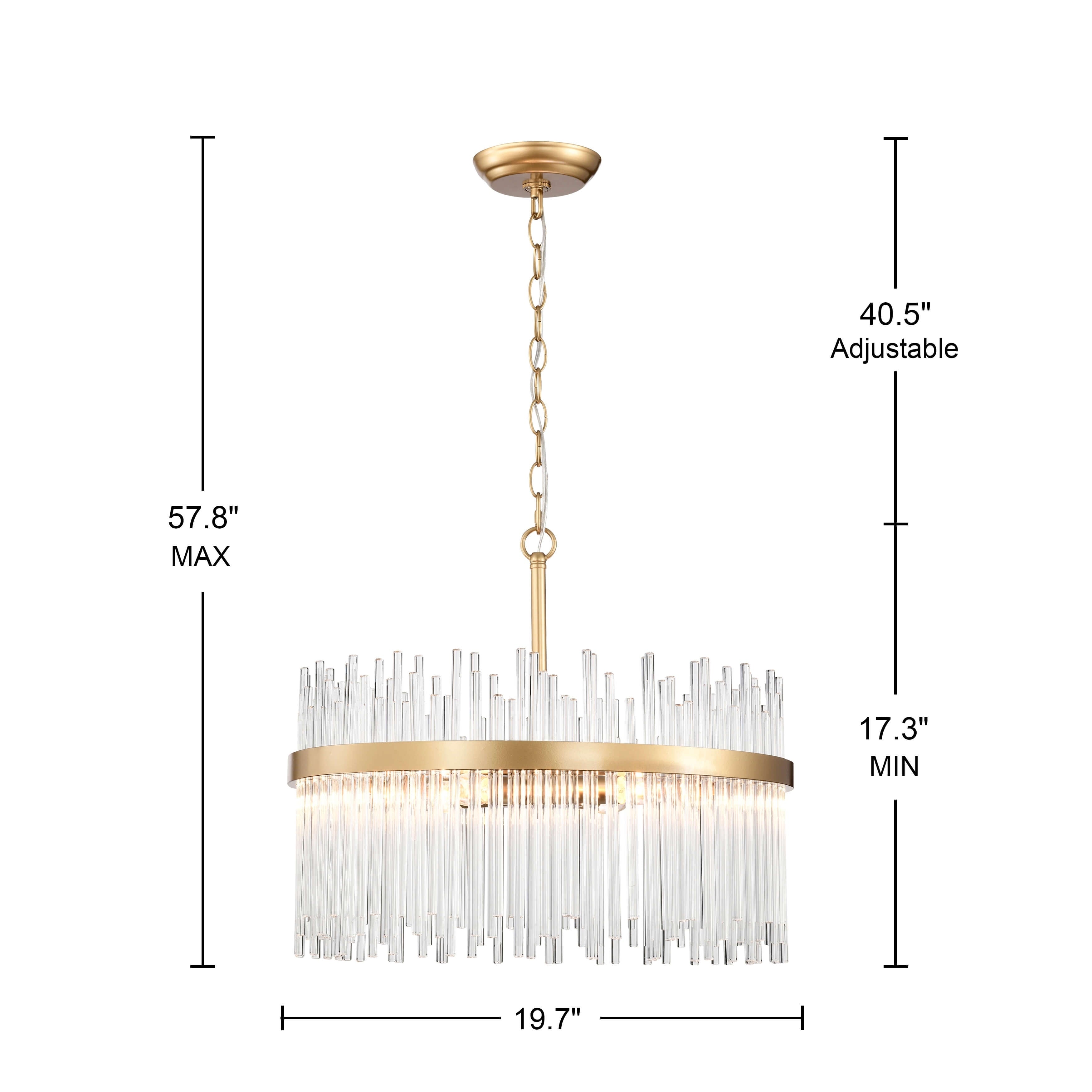 Lustre Casandra 5 lumières en bronze brillant avec barres en verre transparent - Bronze brillant