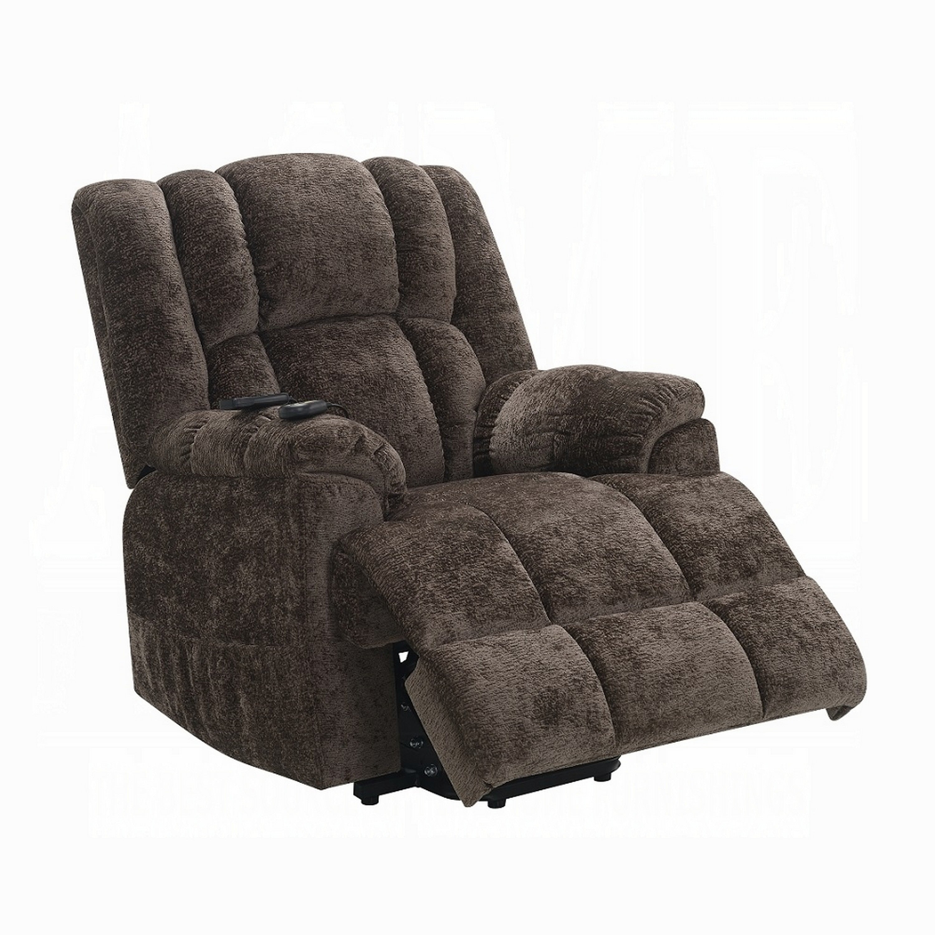 Fauteuil inclinable électrique Cassy avec releveur, chauffage et massage, velours marron