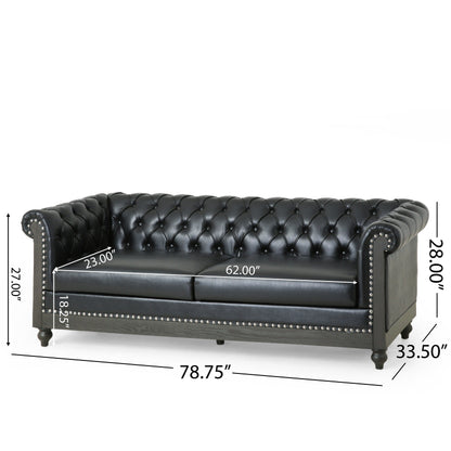 Canapé Chesterfield Castalia à clous par Christopher Knight Home - 78,75 L x 33,50 l x 28,00 H