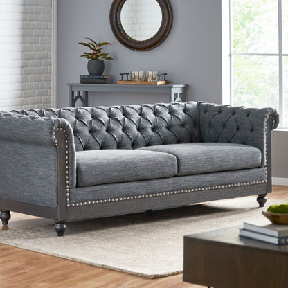 Canapé Chesterfield Castalia à clous par Christopher Knight Home - 78,75 L x 33,50 l x 28,00 H