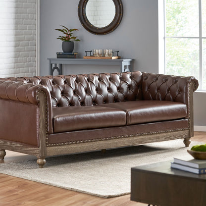 Canapé Chesterfield Castalia à clous par Christopher Knight Home - 78,75 L x 33,50 l x 28,00 H
