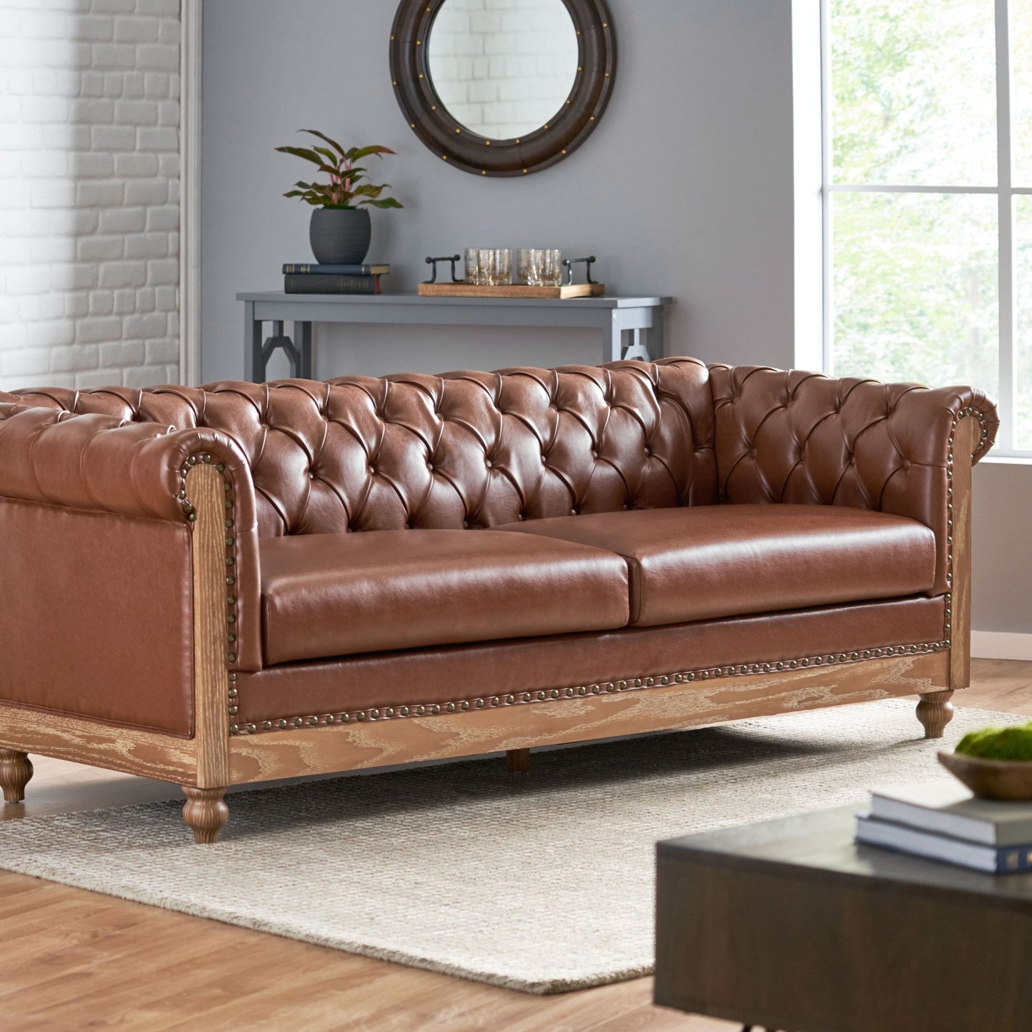 Canapé Chesterfield Castalia à clous par Christopher Knight Home - 78,75 L x 33,50 l x 28,00 H