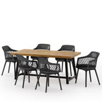 Ensemble de salle à manger d'extérieur Castellina en bois et résine, 7 pièces, par Christopher Knight Home
