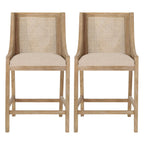 Tabourets de bar Christopher Knight Home Cataldo en tissu, bois et rotin, 25,5 pouces (lot de 2)