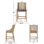 Tabourets de bar Christopher Knight Home Cataldo en tissu, bois et rotin, 25,5 pouces (lot de 2)