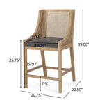 Tabourets de bar Christopher Knight Home Cataldo en tissu, bois et rotin, 25,5 pouces (lot de 2)