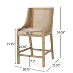 Tabourets de bar Christopher Knight Home Cataldo en tissu, bois et rotin, 25,5 pouces (lot de 2)