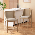 Tabourets de bar Christopher Knight Home Cataldo en tissu, bois et rotin, 25,5 pouces (lot de 2)