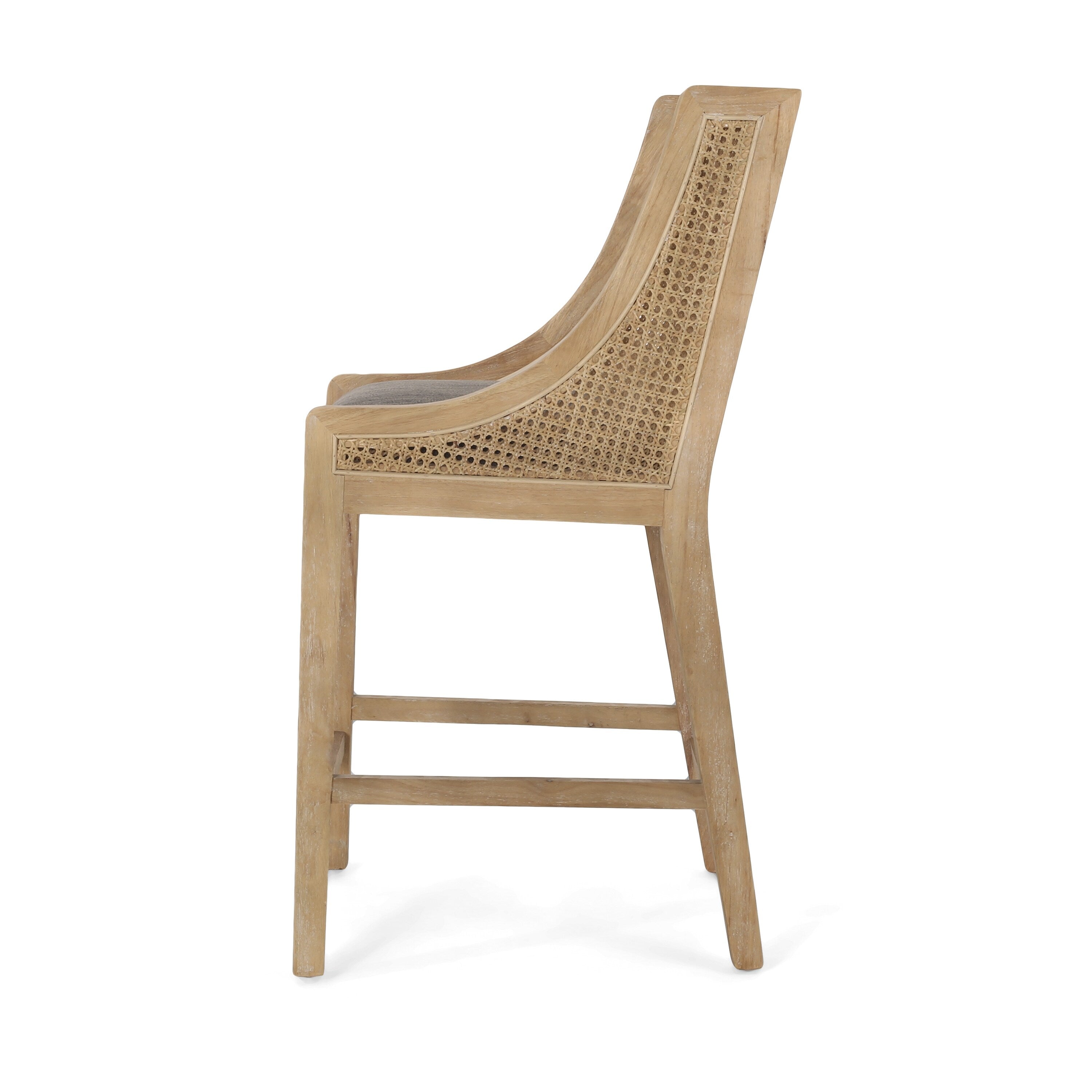 Tabourets de bar Christopher Knight Home Cataldo en tissu, bois et rotin, 25,5 pouces (lot de 2)