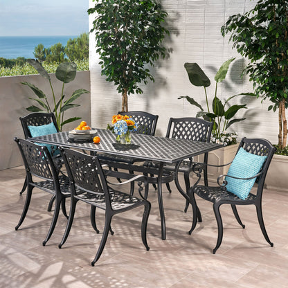 Ensemble de salle à manger d'extérieur Cayman 7 pièces en aluminium par Christopher Knight Home