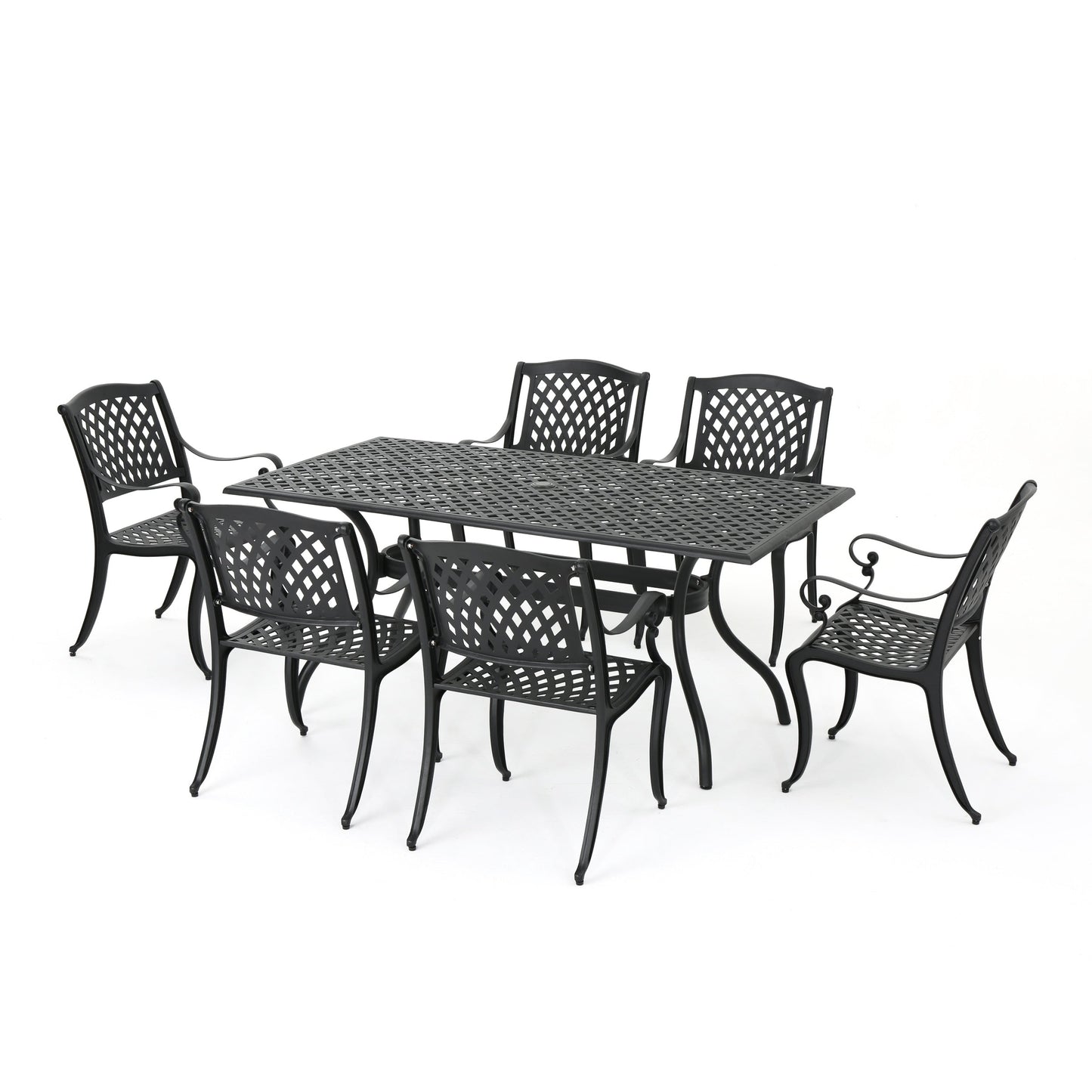 Ensemble de salle à manger d'extérieur Cayman 7 pièces en aluminium par Christopher Knight Home