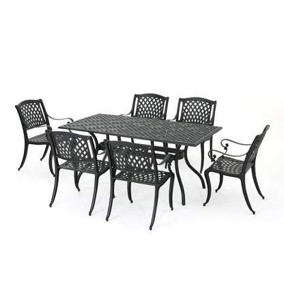 Ensemble de salle à manger d'extérieur Cayman 7 pièces en aluminium par Christopher Knight Home