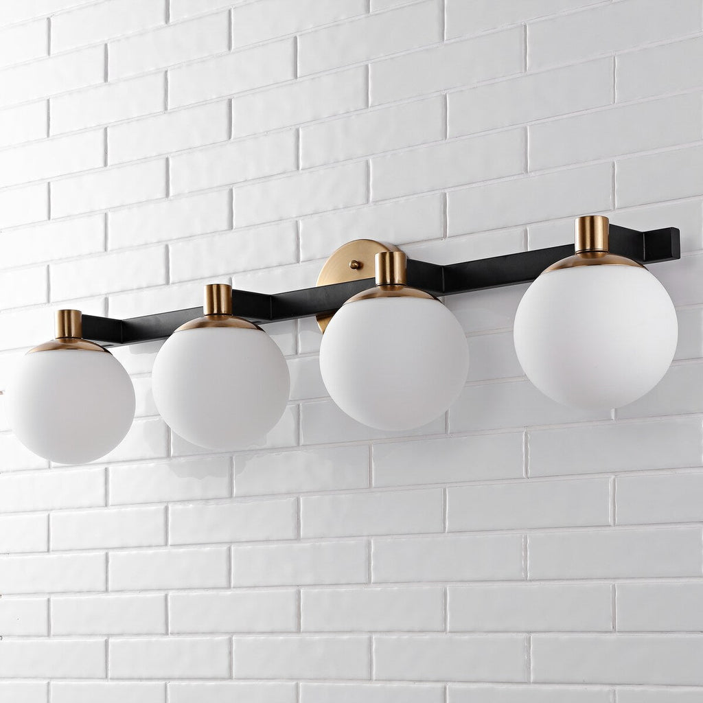 Cecil Globe - Meuble-lavabo moderne et contemporain à LED en métal et verre dépoli, par JONATHAN Y