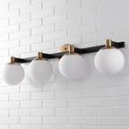 Cecil Globe - Meuble-lavabo moderne et contemporain à LED en métal et verre dépoli, par JONATHAN Y