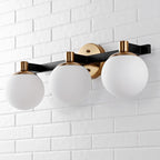 Cecil Globe - Meuble-lavabo moderne et contemporain à LED en métal et verre dépoli, par JONATHAN Y