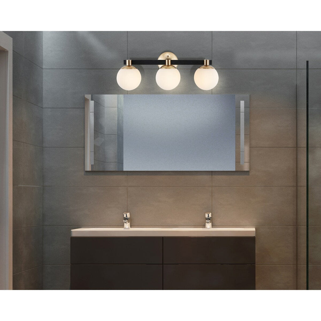 Cecil Globe - Meuble-lavabo moderne et contemporain à LED en métal et verre dépoli, par JONATHAN Y