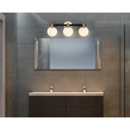 Cecil Globe - Meuble-lavabo moderne et contemporain à LED en métal et verre dépoli, par JONATHAN Y
