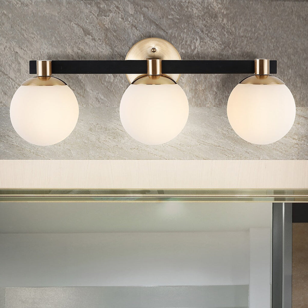 Cecil Globe - Meuble-lavabo moderne et contemporain à LED en métal et verre dépoli, par JONATHAN Y