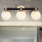 Cecil Globe - Meuble-lavabo moderne et contemporain à LED en métal et verre dépoli, par JONATHAN Y