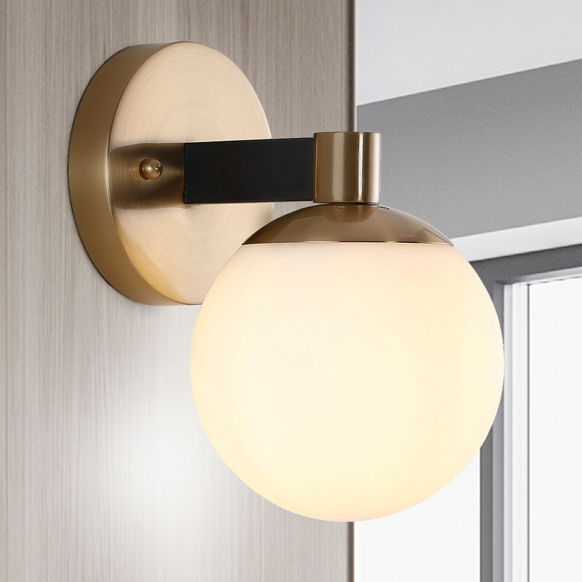 Cecil Globe - Meuble-lavabo moderne et contemporain à LED en métal et verre dépoli, par JONATHAN Y