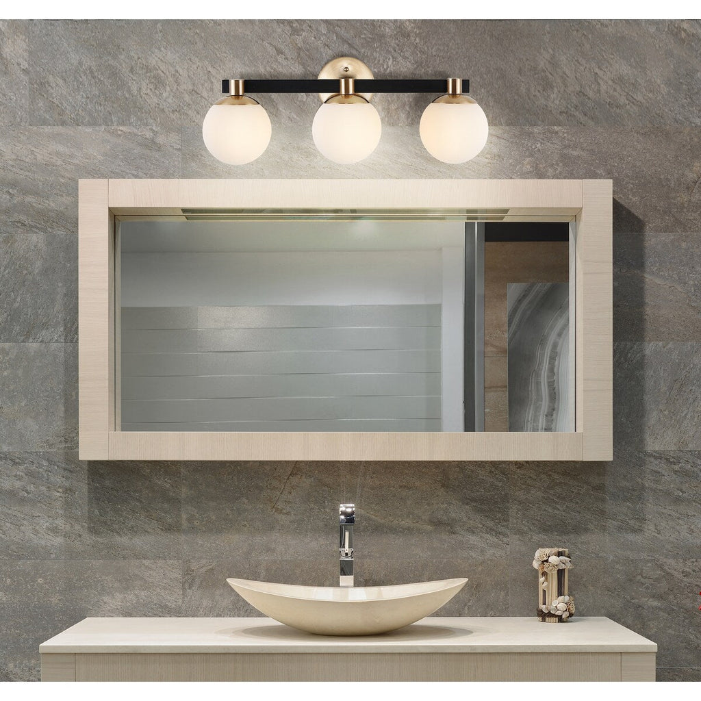 Cecil Globe - Meuble-lavabo moderne et contemporain à LED en métal et verre dépoli, par JONATHAN Y