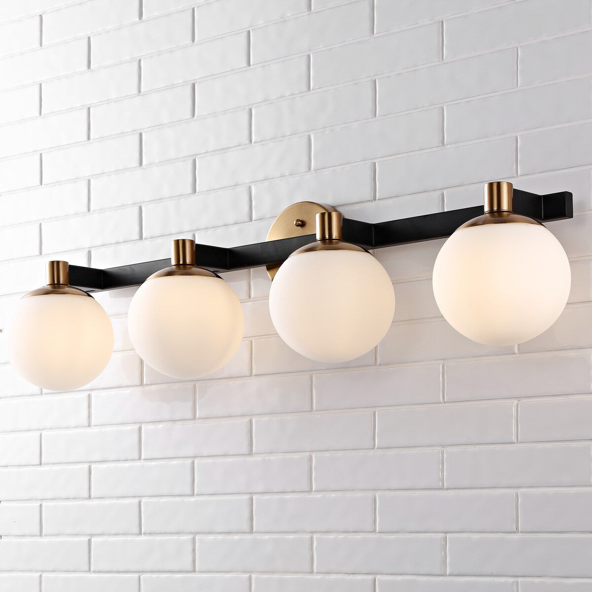 Cecil Globe - Meuble-lavabo moderne et contemporain à LED en métal et verre dépoli, par JONATHAN Y