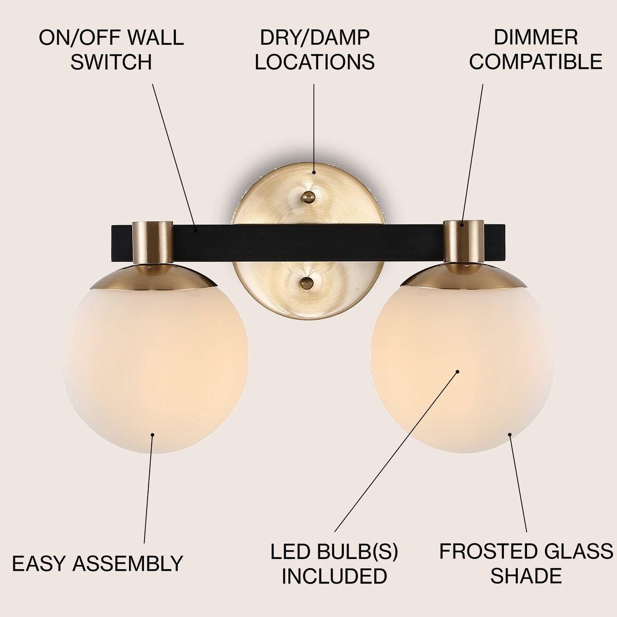 Cecil Globe - Meuble-lavabo moderne et contemporain à LED en métal et verre dépoli, par JONATHAN Y