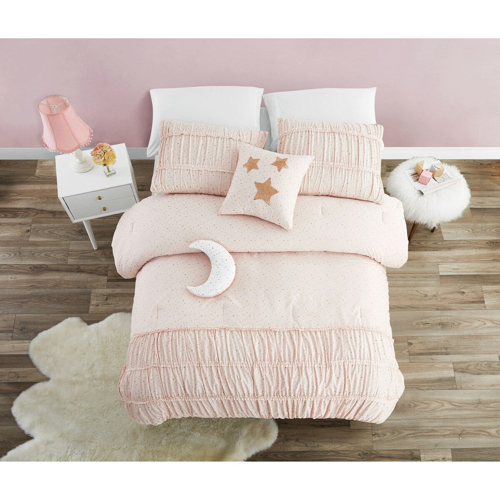 Parure de lit en microfibre ultra douce rose Princesse Céleste avec oreiller Lune