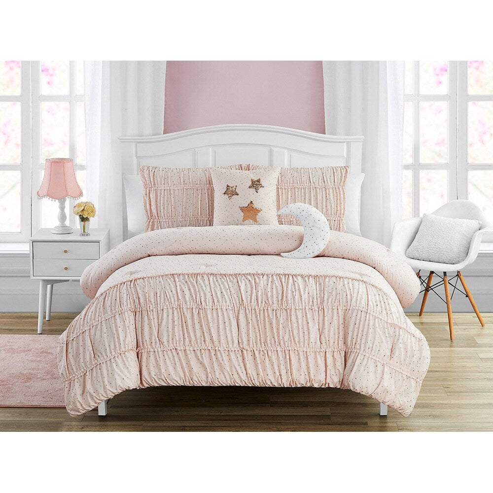 Parure de lit en microfibre ultra douce rose Princesse Céleste avec oreiller Lune