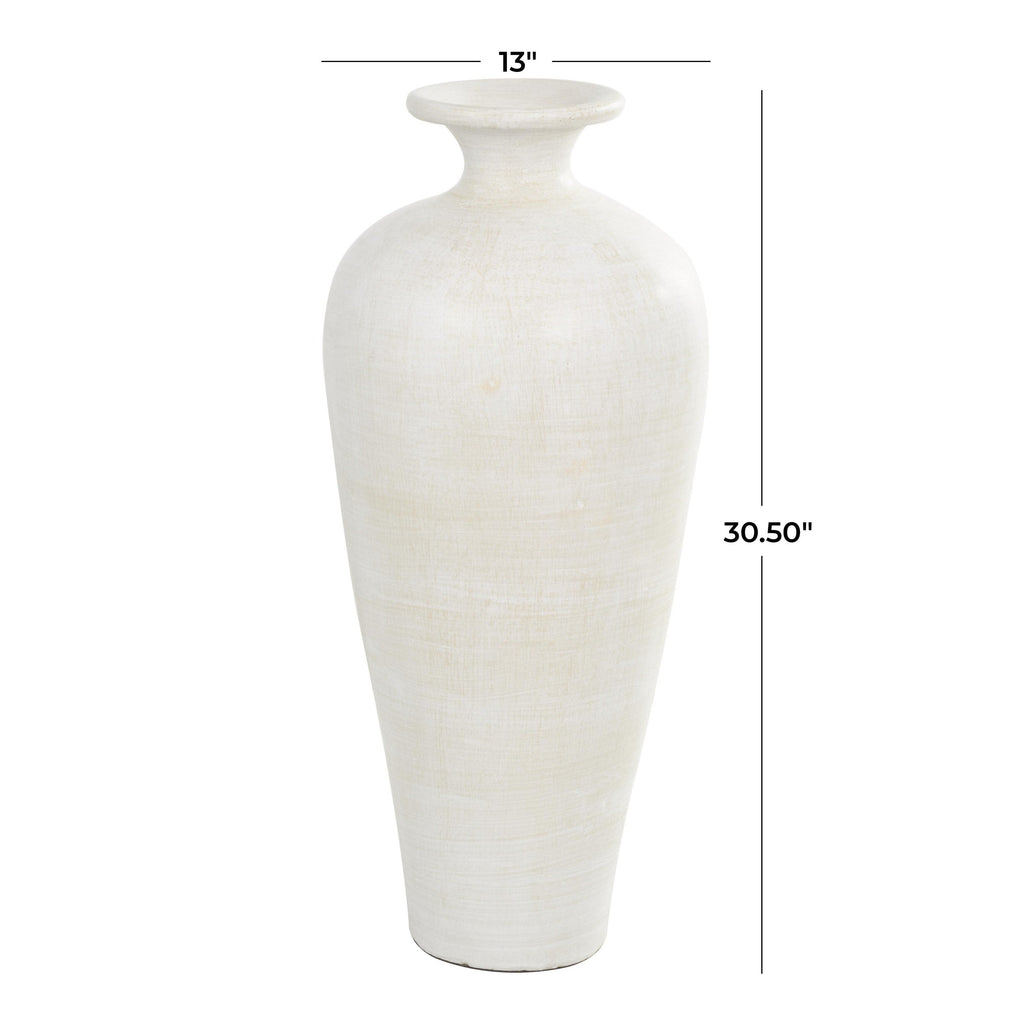 Grand vase décoratif en céramique de style amphore - Blanc - Roche River Decor