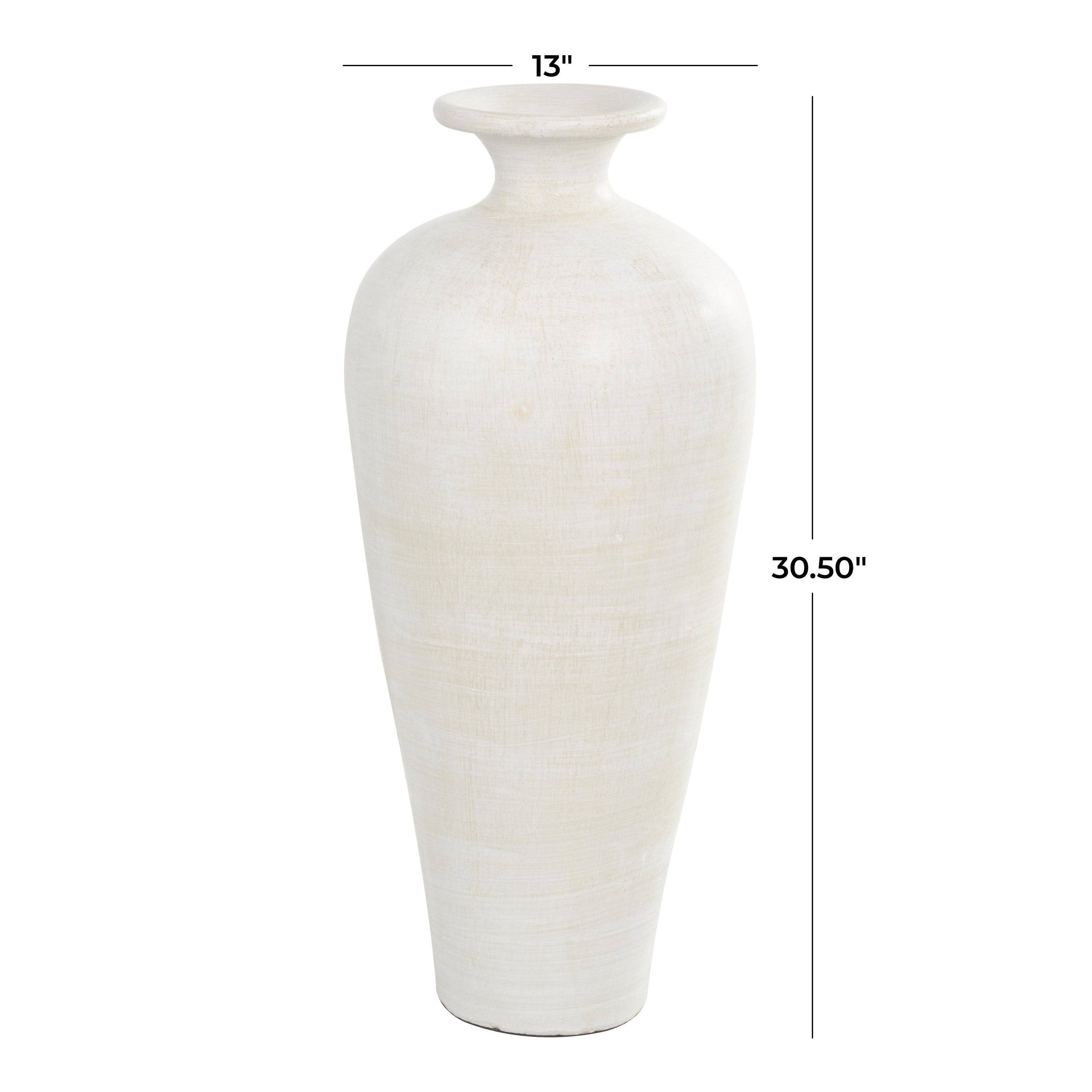 Grand vase décoratif en céramique de style amphore - Blanc - Roche River Decor
