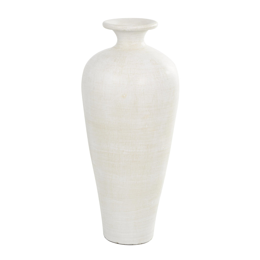 Grand vase décoratif en céramique de style amphore - Blanc - Roche River Decor