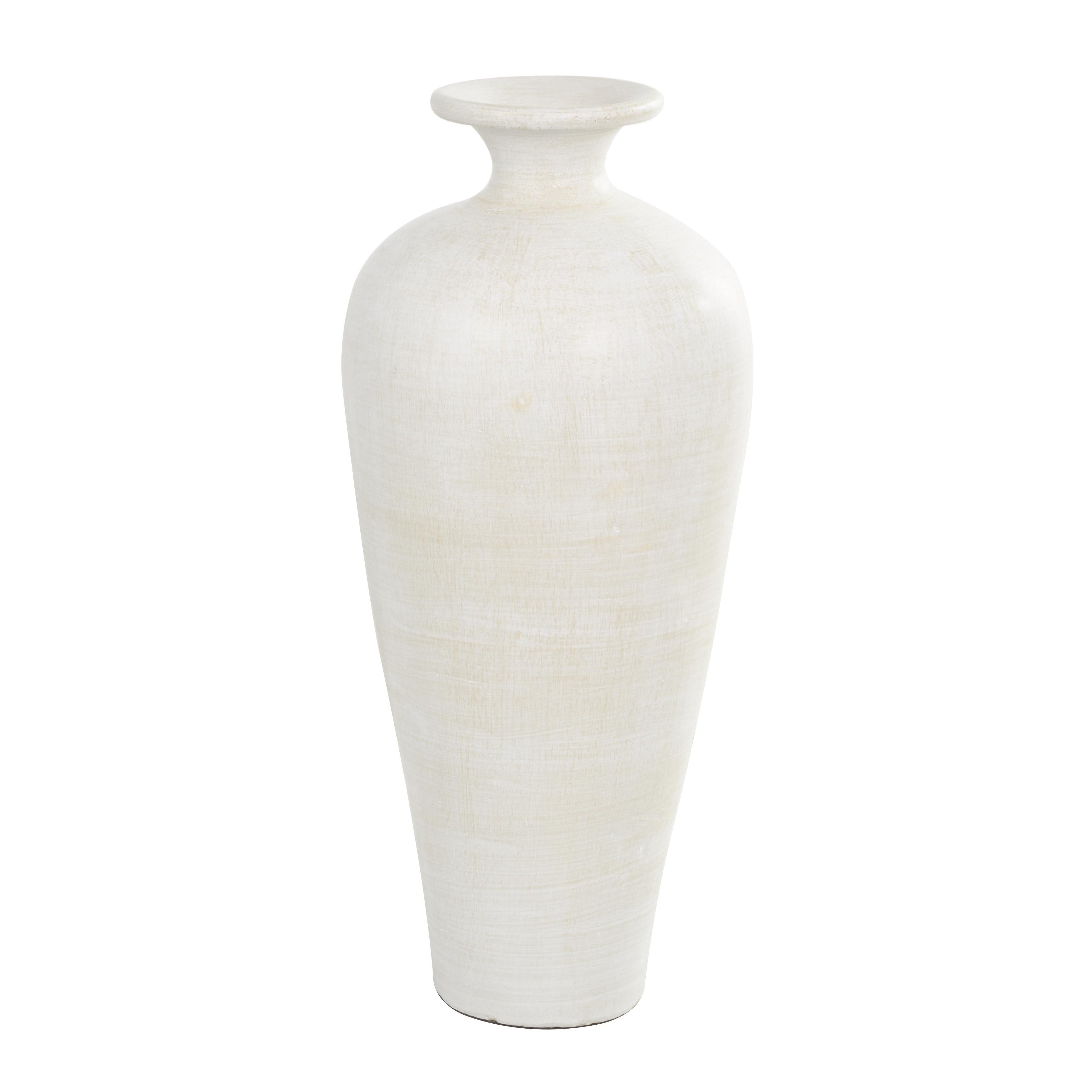 Grand vase décoratif en céramique de style amphore - Blanc - Roche River Decor