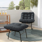 Ensemble chaise et repose-pieds à structure métallique avec coussins amovibles – Confort et durabilité en extérieur