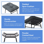 Ensemble chaise et repose-pieds à structure métallique avec coussins amovibles – Confort et durabilité en extérieur