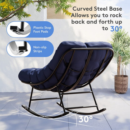 Ensemble chaise et repose-pieds à structure métallique avec coussins amovibles – Confort et durabilité en extérieur