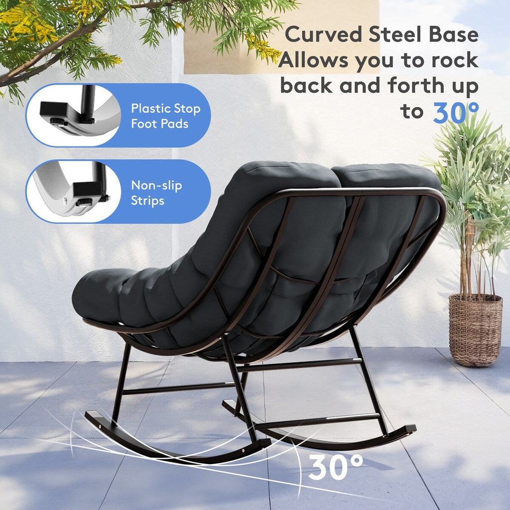 Ensemble chaise et repose-pieds à structure métallique avec coussins amovibles – Confort et durabilité en extérieur
