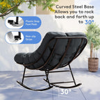Ensemble chaise et repose-pieds à structure métallique avec coussins amovibles – Confort et durabilité en extérieur
