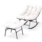 Ensemble chaise et repose-pieds à structure métallique avec coussins amovibles – Confort et durabilité en extérieur