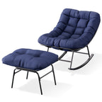Ensemble chaise et repose-pieds à structure métallique avec coussins amovibles – Confort et durabilité en extérieur
