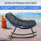 Ensemble chaise et repose-pieds à structure métallique avec coussins amovibles – Confort et durabilité en extérieur