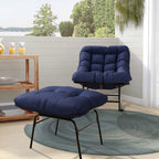 Ensemble chaise et repose-pieds à structure métallique avec coussins amovibles – Confort et durabilité en extérieur