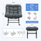 Ensemble chaise et repose-pieds à structure métallique avec coussins amovibles – Confort et durabilité en extérieur