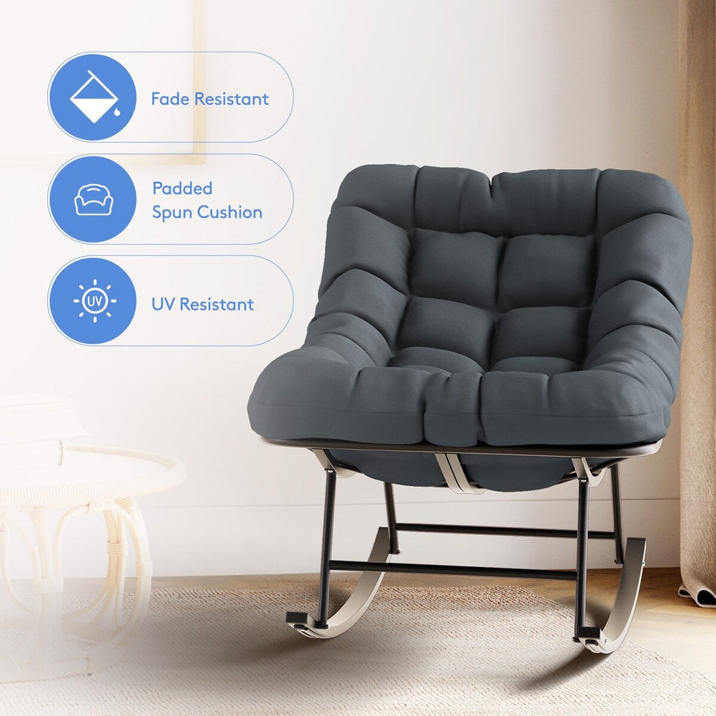 Ensemble chaise et repose-pieds à structure métallique avec coussins amovibles – Confort et durabilité en extérieur
