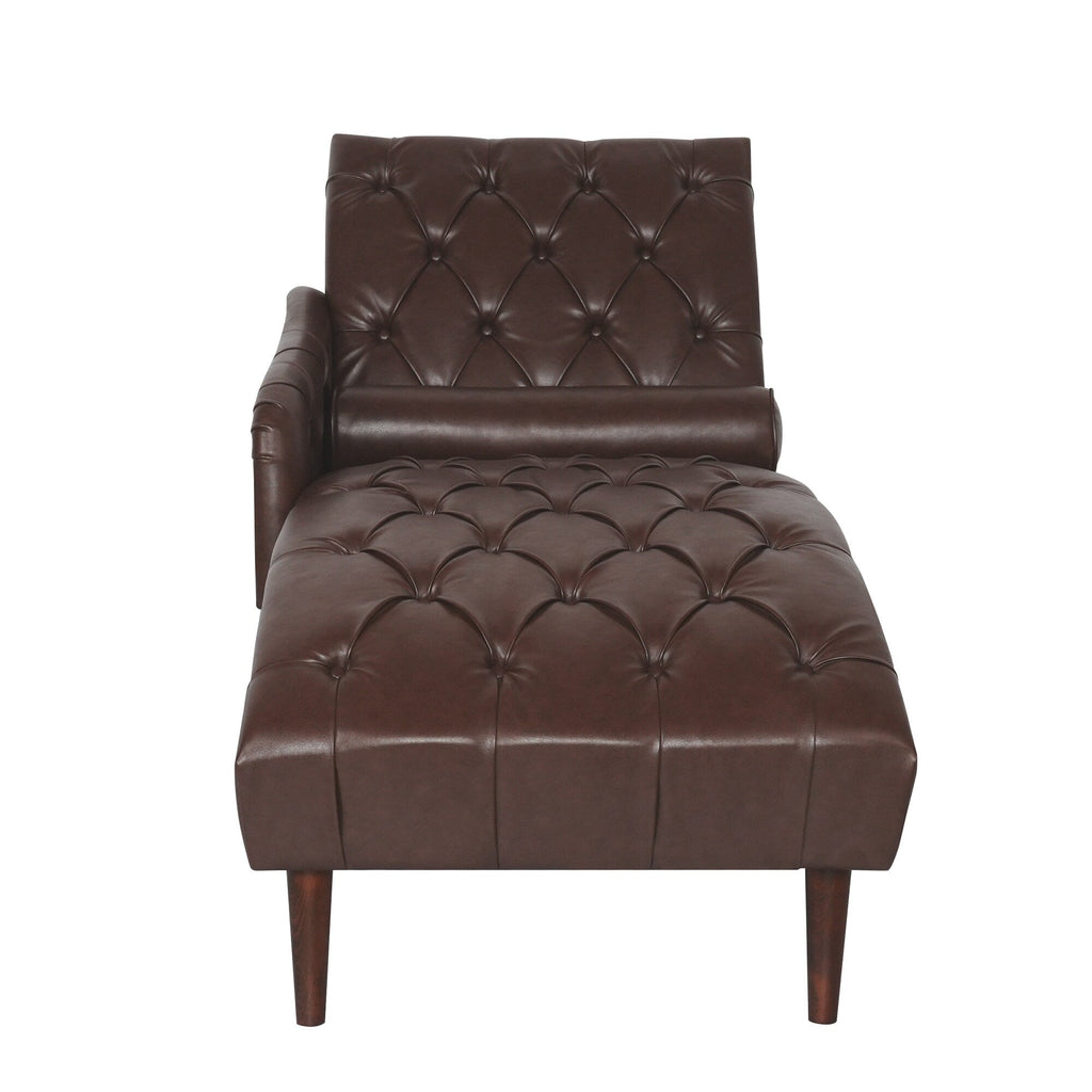 Chaise longue d'intérieur avec accoudoirs, fauteuil d'appoint moelleux, chaise longue rembourrée avec coussin et pieds en bois massif