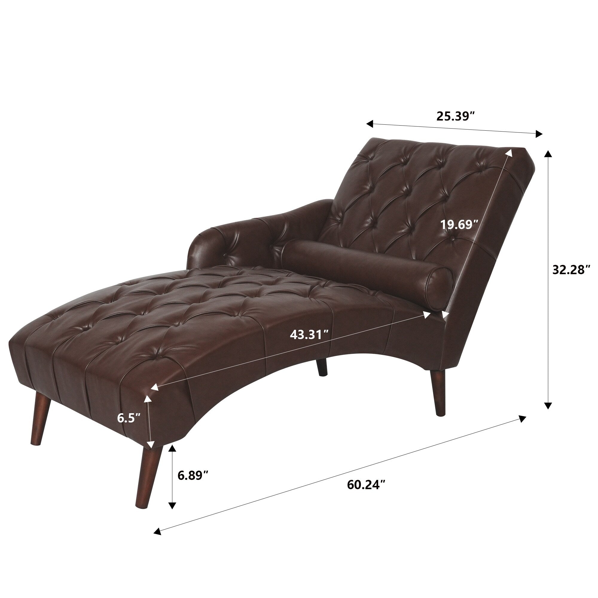 Chaise longue d'intérieur avec accoudoirs, fauteuil d'appoint moelleux, chaise longue rembourrée avec coussin et pieds en bois massif