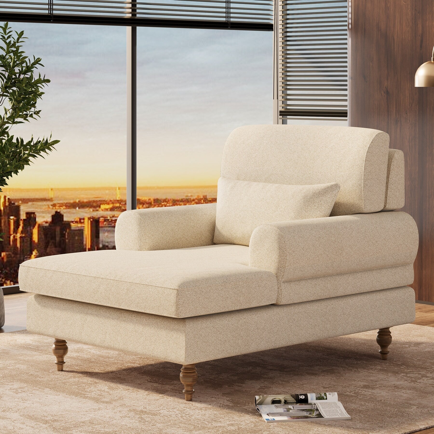 Chaise longue d'intérieur moderne et confortable avec dossier réglable