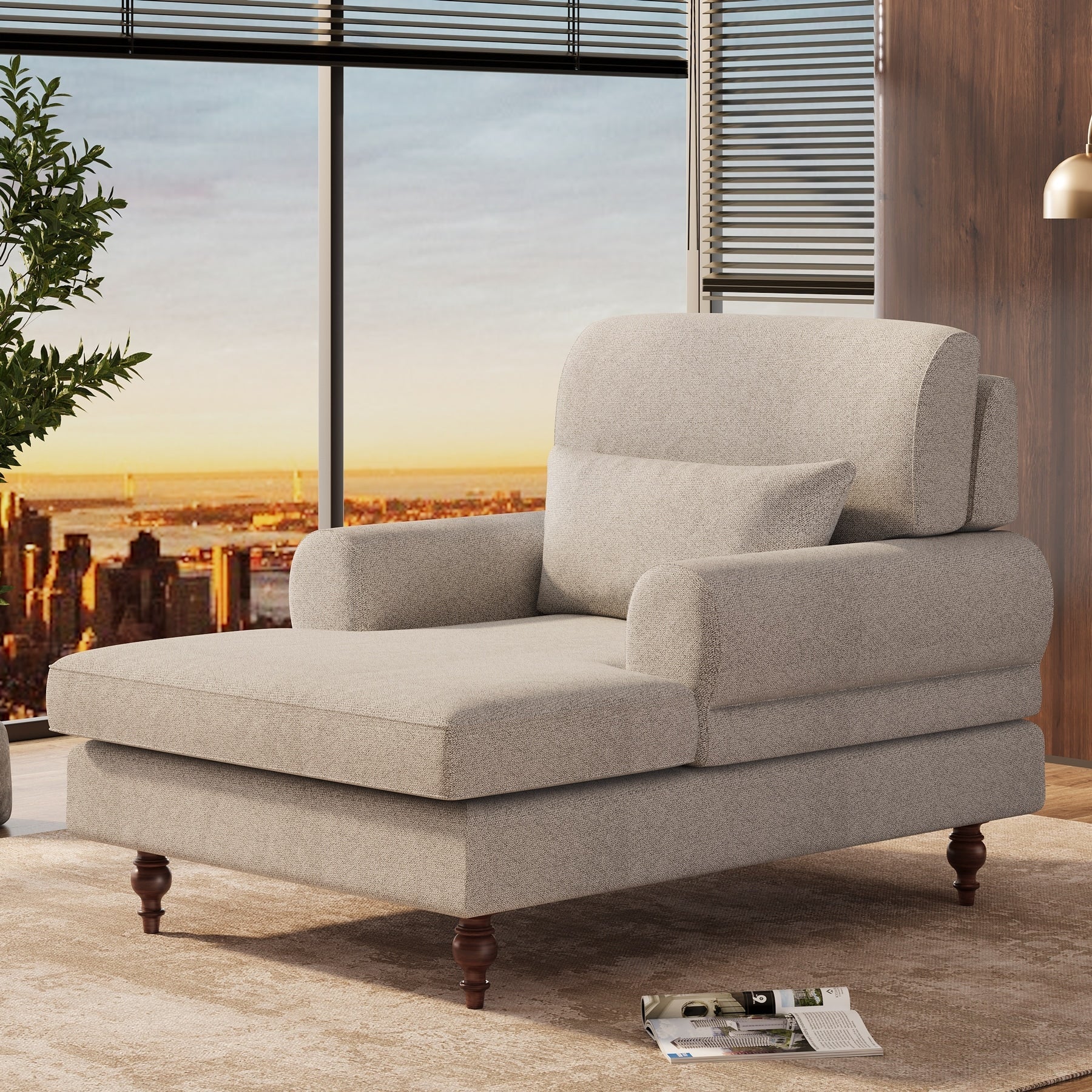 Chaise longue d'intérieur moderne et confortable avec dossier réglable